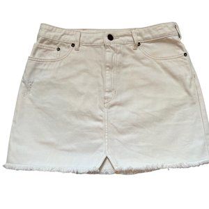 FREE PEOPLE White Denim A-Line Mini Skirt